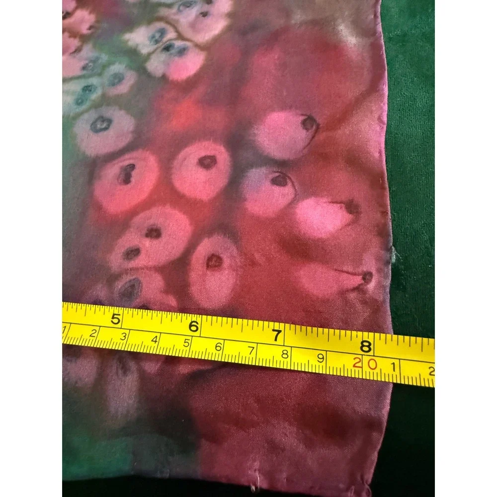 Leila Kazimi Fiber Artist Hand Painted 100% Silk Scarf Abstract 8x52